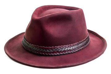 Elegant burgundy suede fedora showcasing rich texture and timeless headwear appeal  