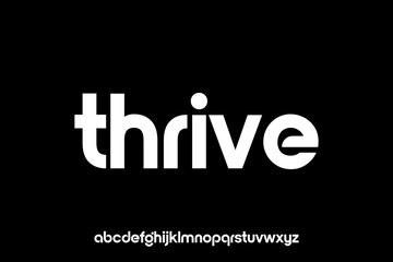 word of thrive . modern minimalist clean alphabet font. lowercase bold typography vector illustration design