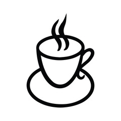 Coffee Cup with Steam and Hand Drawn with Black White Thick Lines