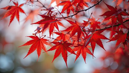 Crimson Maple Leaves: Autumnal Elegance