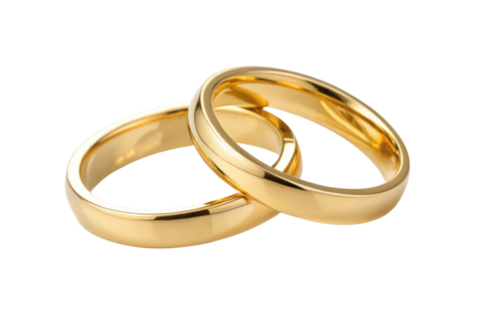 PNG Pair of gold wedding rings symbolizing love and commitment