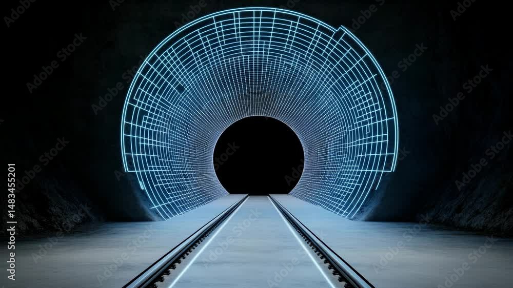 Poster the gateway: illuminate tunnel entrance, a modern marvel, a pathway to the unknown with architectura