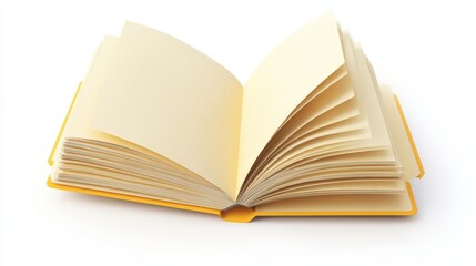 Fototapeta premium Open yellow notebook showcasing blank pages.