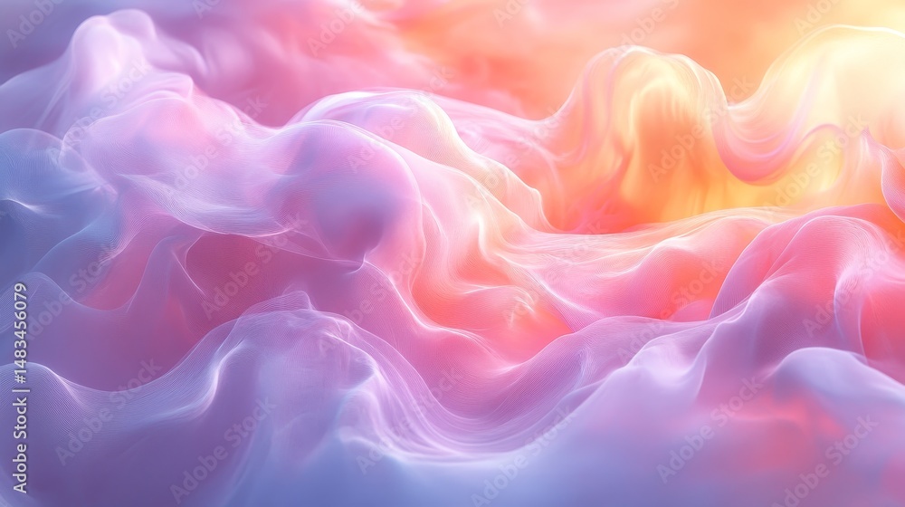 Poster abstract multicolored fluid forms in motion.