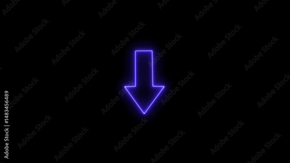 Poster abstract directional arrow animation. down moving arrows to the side arrow icon animation on black b