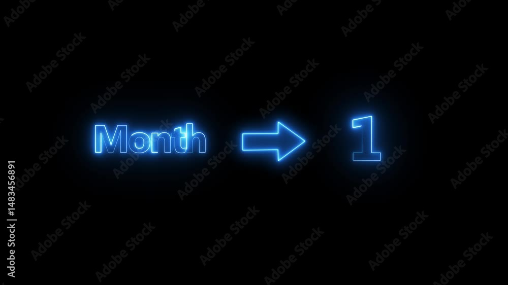 Aufkleber abstract glowing text month month 1 pass light neon effect background. day of month with transparent