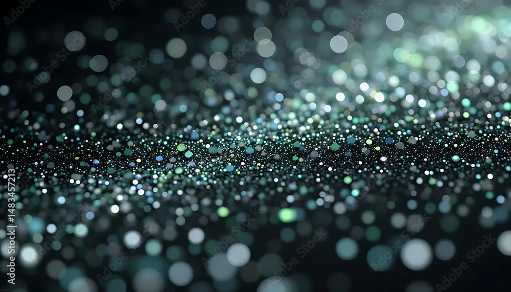 Poster abstract glittering particles seamlessly flowing with light green and blue hues creating a sparkling