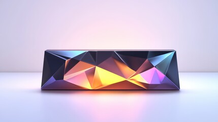 Abstract, geometric, iridescent, sculpted, form, illuminated, modern design.