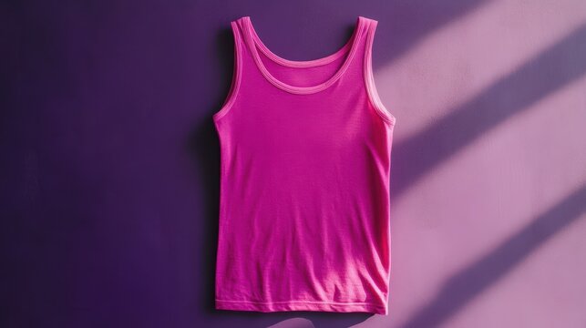 Pink sleeveless undershirt on dark purple surface