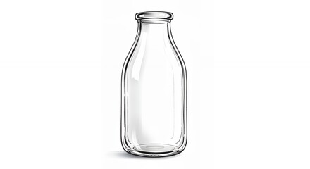 Empty glass milk bottle illustration