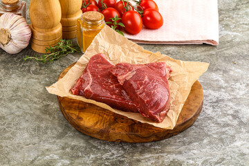 Raw marble uncooked beef steak