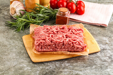 Raw uncooked red minced meat