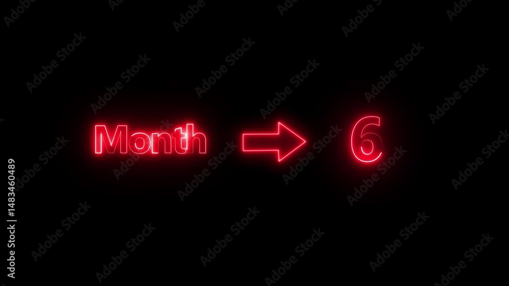 Aufkleber abstract glowing text month month 6 pass light neon effect background. day of month with transparent