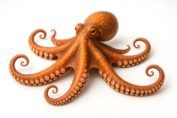Detailed Photograph of an Octopus on a White Background