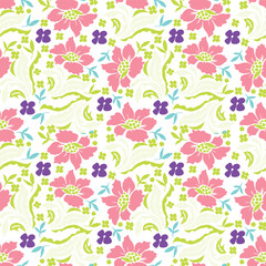 Elegant trendy vector ditsy floral seamless pattern design of beautiful abstract flowers and leaves. Foliage repeat texture background. Suitable for wallpaper, surface printing and textile