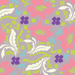 Elegant trendy vector ditsy floral seamless pattern design of beautiful abstract flowers and leaves. Foliage repeat texture background. Suitable for wallpaper, surface printing and textile