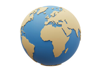 Fototapeta premium Globe earth world map geography travel continents countries africa on transparent background