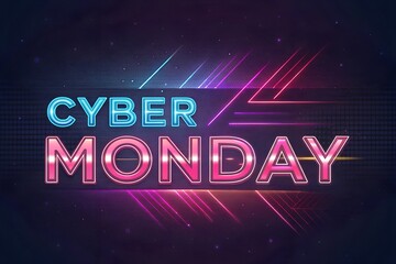 Cyber Monday Sale Announcement Neon Retro Design