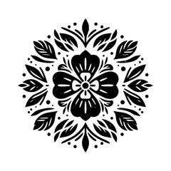 Black and White Floral Mandala Design Element