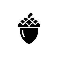 Minimalist Acorn Silhouette Icon on White Background