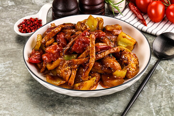 Asian cuisine pork in oyster sauce