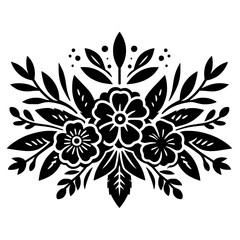 Elegant Black and White Floral Design Element