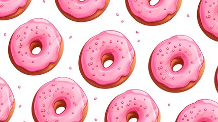 Pink Seamless Pattern with Donuts and Berliners: Playful Bakery Cart Design