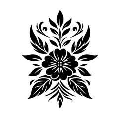 Elegant Floral Silhouette: Black and White Design Element