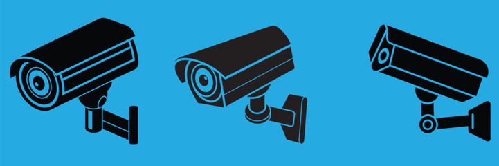 CCTV camera icon vector silhouette, security camera vector illustration on a white background