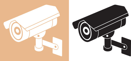 CCTV camera icon vector silhouette, security camera vector illustration on a white background