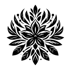 Elegant Floral Mandala Black and White Vector Illustration