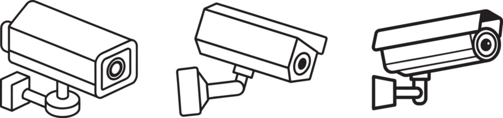 CCTV camera icon vector silhouette, security camera vector illustration on a white background