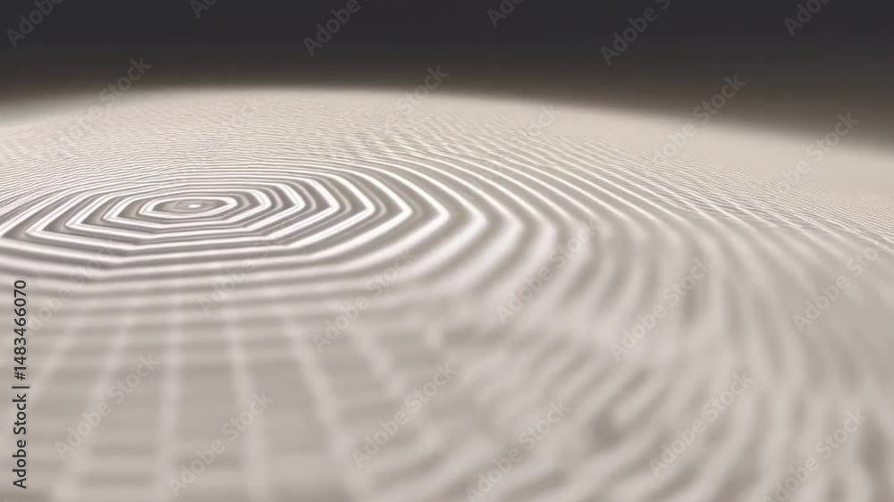 Poster wave from concentric hexagons on the surface. bright, milky radio wave abstract motion background.