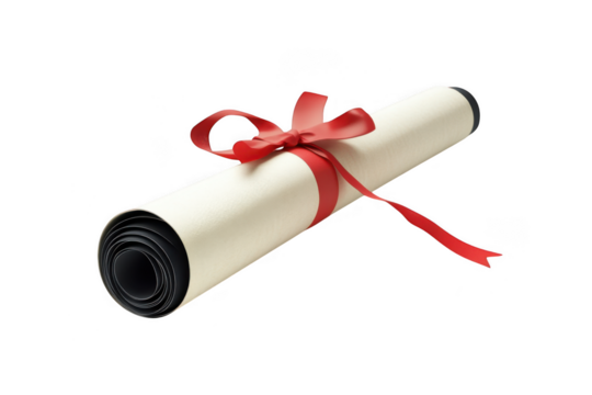 Diploma certificate scroll with red ribbon stock photograph
