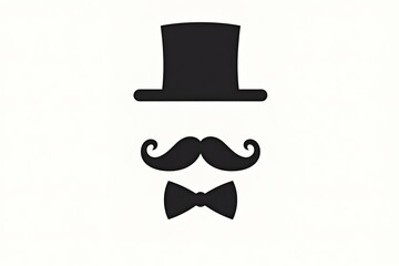 A white background showcases black top hat, mustache, and bow - tie graphics, perfect for Father's Day - themed designs, suitable for cards, gifts, and stylish decorations.