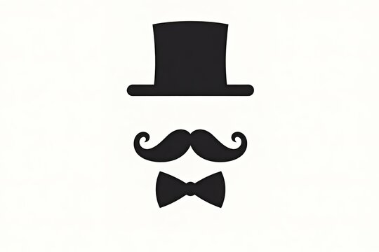 A white background showcases black top hat, mustache, and bow - tie graphics, perfect for Father's Day - themed designs, suitable for cards, gifts, and stylish decorations.