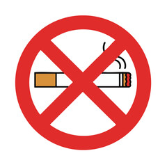 Red Circle No Smoking Sign with Cigarette Graphic