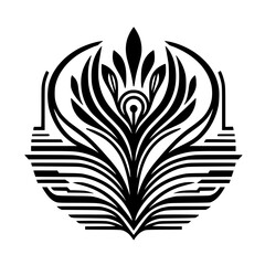 Elegant Black and White Floral Crest Design