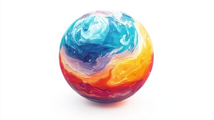 Vibrant sphere with swirling colors and abstract design.