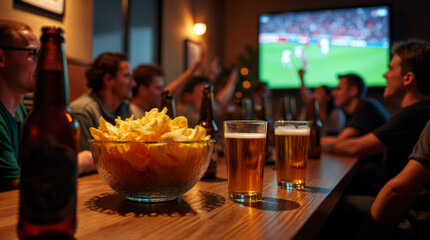 In a buzzing bar, friends gather to watch football live. Cold beer, loud cheers, and shared emotions make each goal unforgettable. It's not just a game—it’s a celebration of passion.