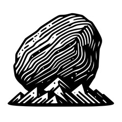 Abstract Mountain and Rock Illustration in Ink Style