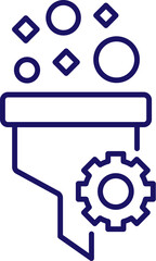 Cogwheel and Filter Outline Linear Sign for Graphic and Web Design, Apps, Adverts, Various Cards