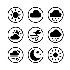 Weather Icon Set – Minimalist Single-Color Climate Symbols