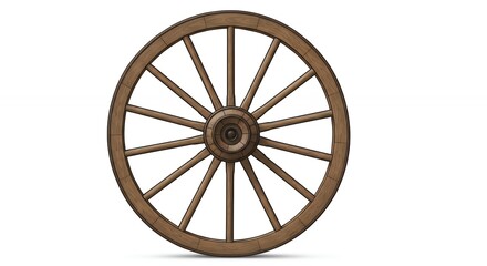 Vintage wooden wagon wheel illustration