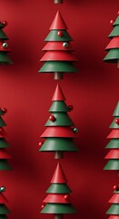 Fototapeta premium Crimson & Evergreen: A Festive Repeat