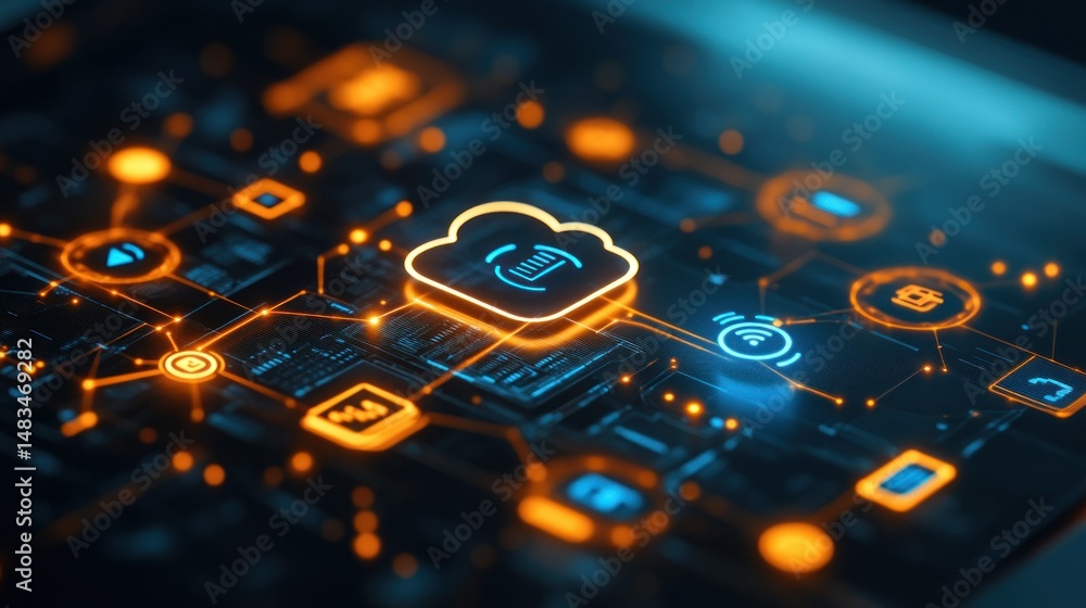 Aufkleber cloud computing network, interconnected systems
