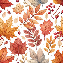 Beautiful Autumn Leaves Seamless Pattern