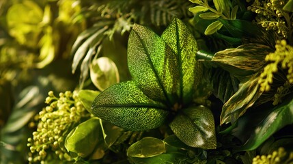 Vibrant Green Leaves and Flowers in Nature