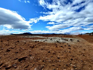 Fantastic Volcanic Landscape View in Hverir Geothermal Area in Northeastern Iceland