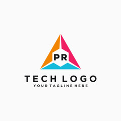 PR Initials Tech Logo Vector Art  Icons  and Graphics